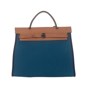 ♥️ Hermès Herbag PM Classic Two-Tone Tote Bag in Teal and Tan Tote♥️
